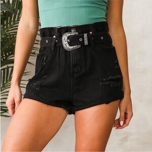 Signature8 Black High-Waist Paperbag Denim Shorts Women’s S